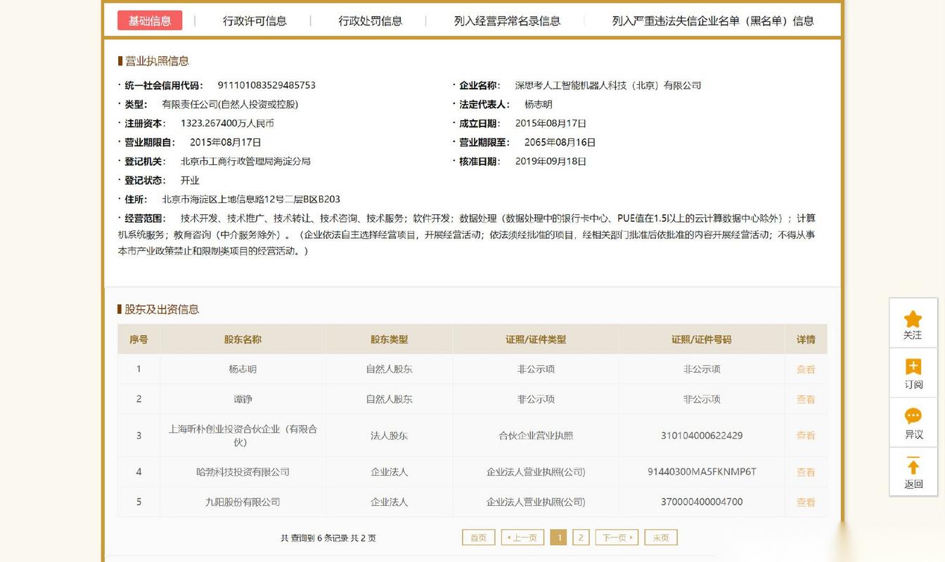 【华为又出手 投资ai第一梯队公司深思考】国家企业信用信息公示系统
